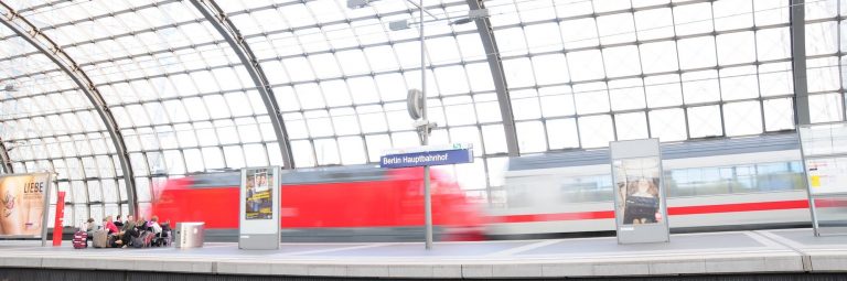 Intercity arriving at Berlin Hauptbahnhof