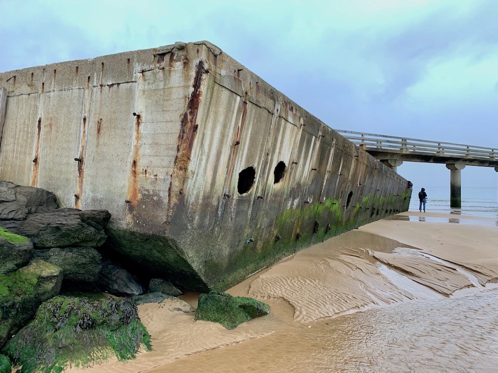 Remains of the artificial harbour, Omaha Beach, Normandy