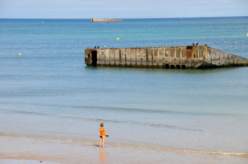 Remains of the artificial harbour, Arromanches, Normandy