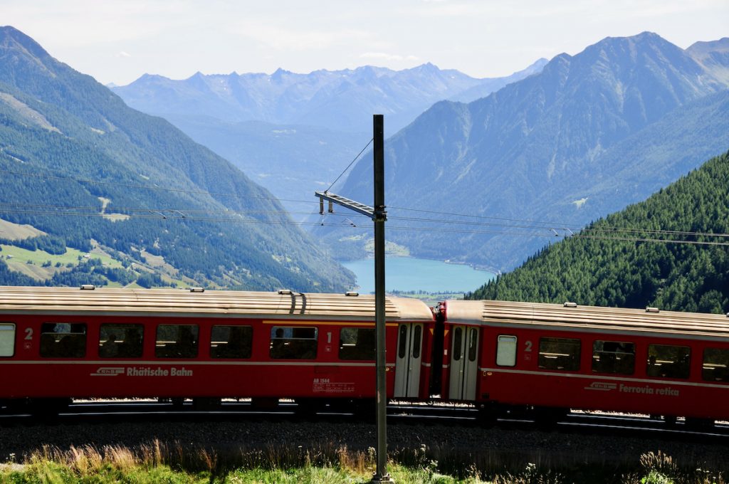 Rhätische Bahn train, Bernina Express, Switzerland