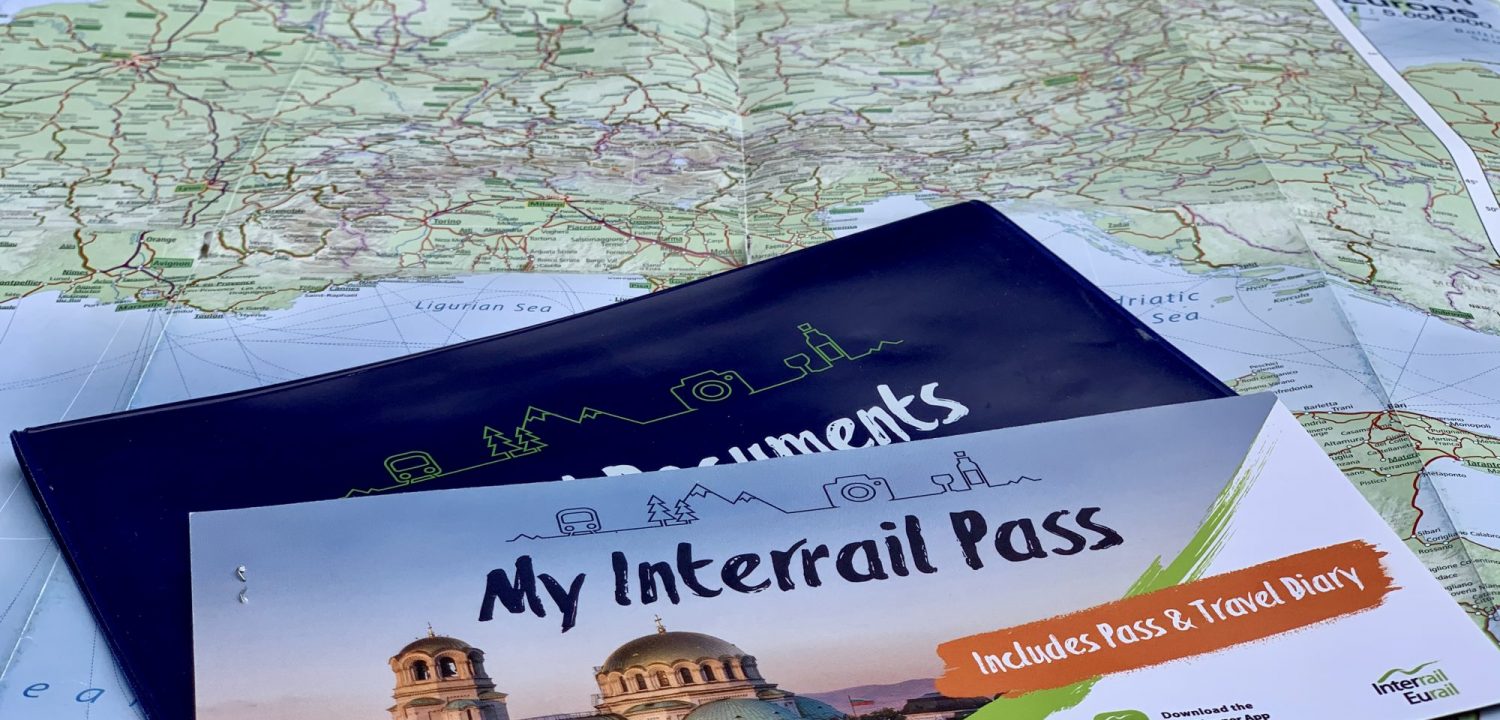 Interrail Pass, paper pass and map