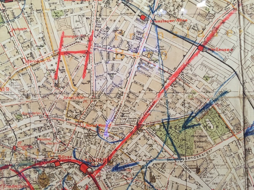 Fragment van de kaart van Berlijn, gevonden in de Führerbunker
